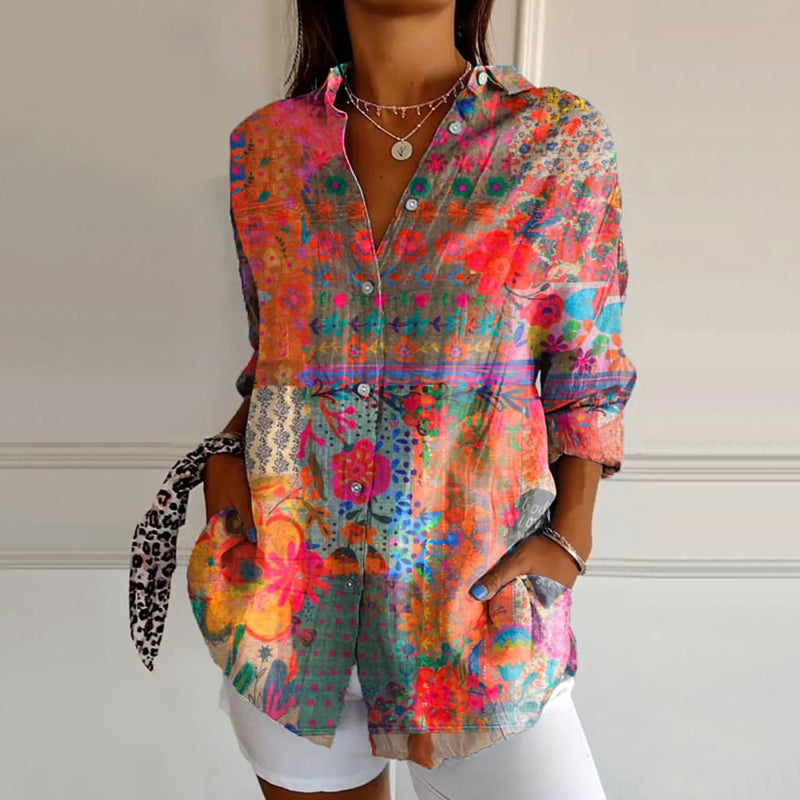 Francesca | Buttoned Floral Blouse