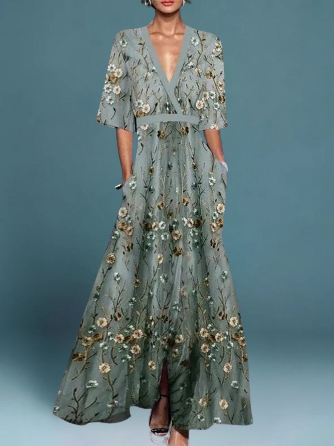 Ericka | Elegant V-Neck Maxi Dress