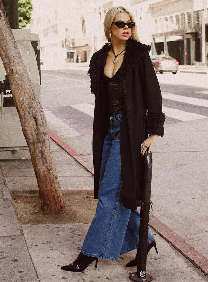 Pristine | Vintage-Inspired Fur Trimmed Long Coat