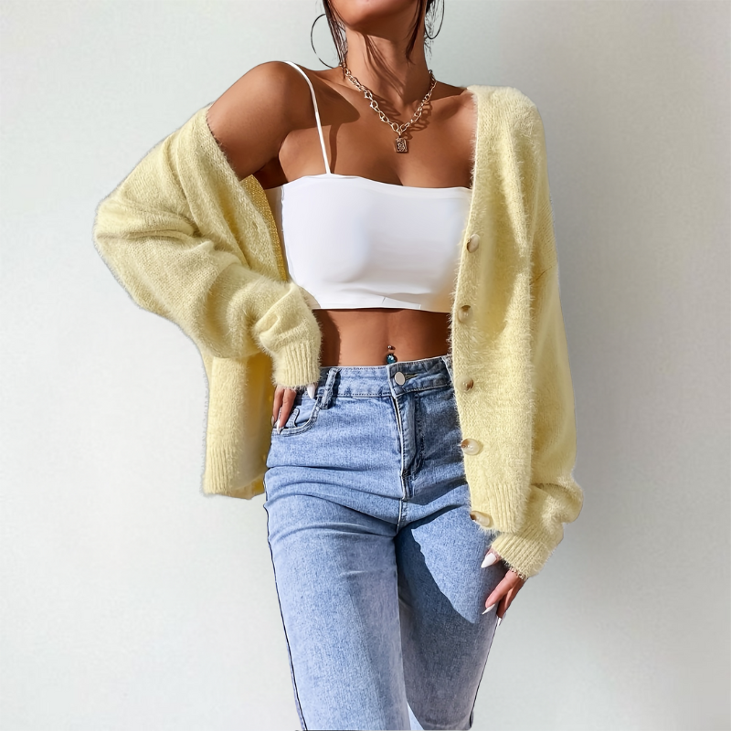 Giselle | Elegant V-Neck Button Cardigan