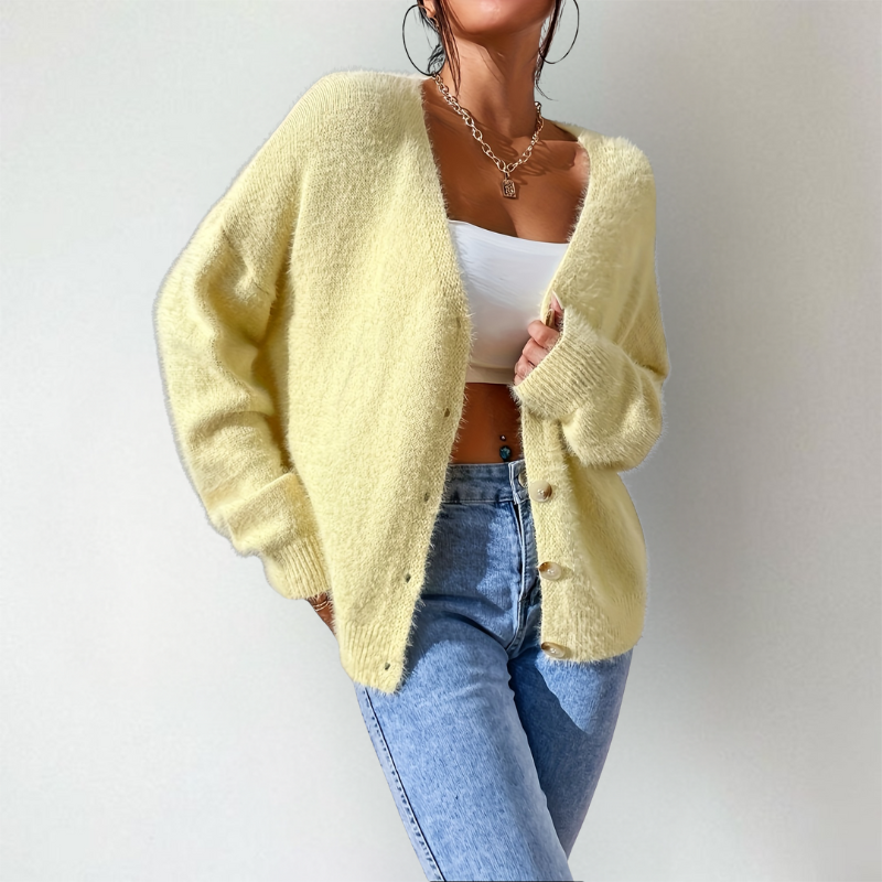 Giselle | Elegant V-Neck Button Cardigan