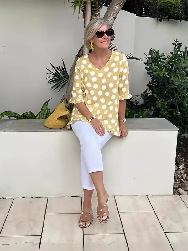 Bianca | Polka Dot V-Neck Blouse