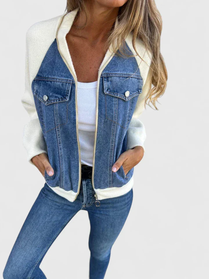 Zoeylynn | Casual Denim Patchwork Zip-Up Jacket