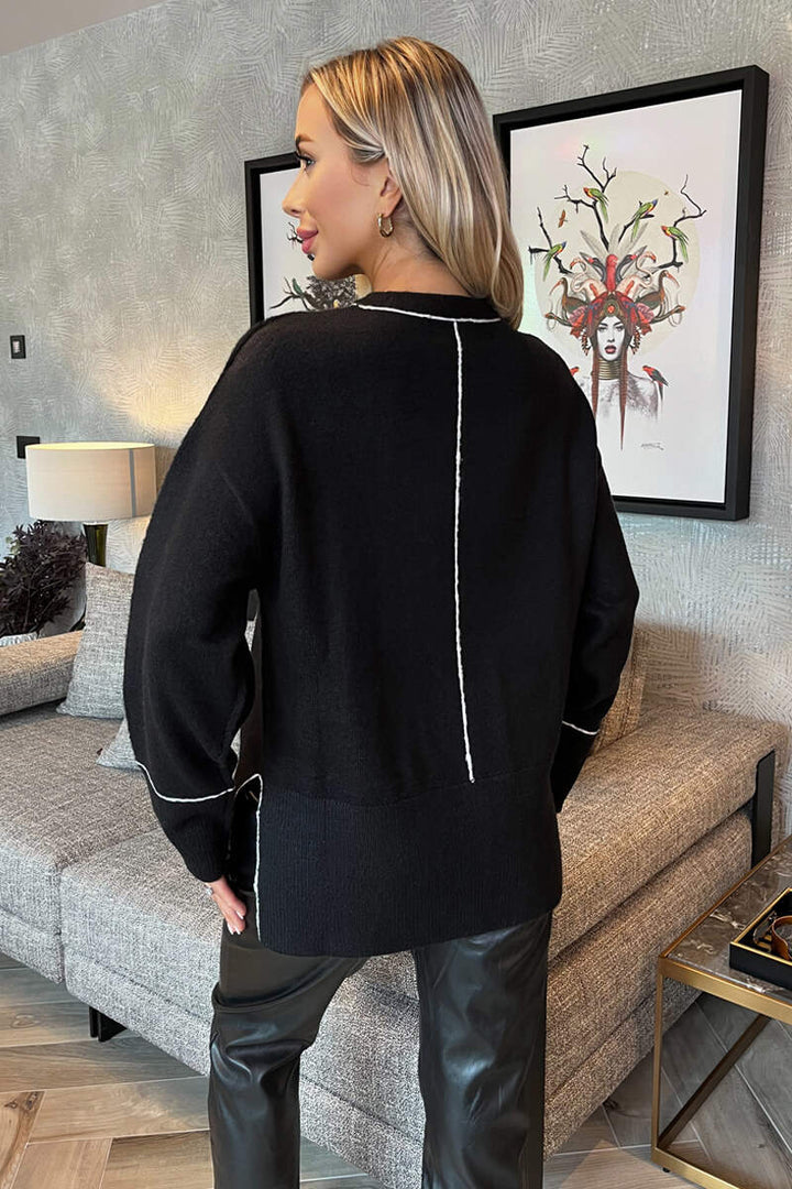 Ysella | Modern Contrast-Piped Knit Sweater