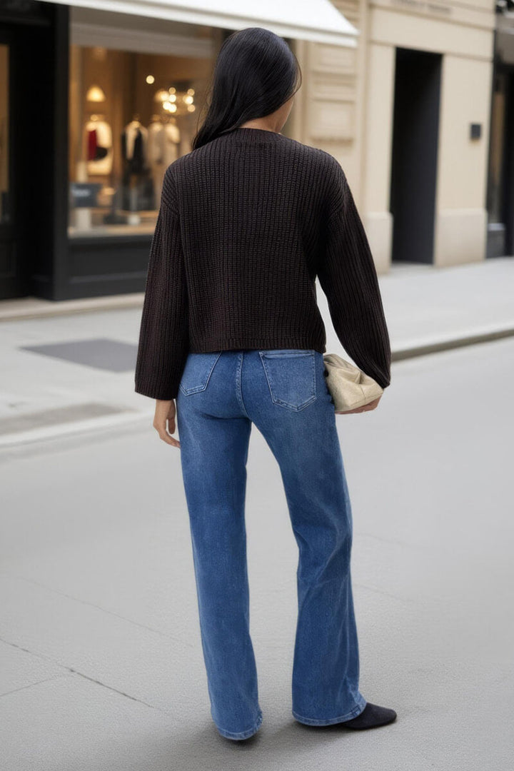 Leilani | Knitted Cardigan with Gold Buttons and Patch Pockets