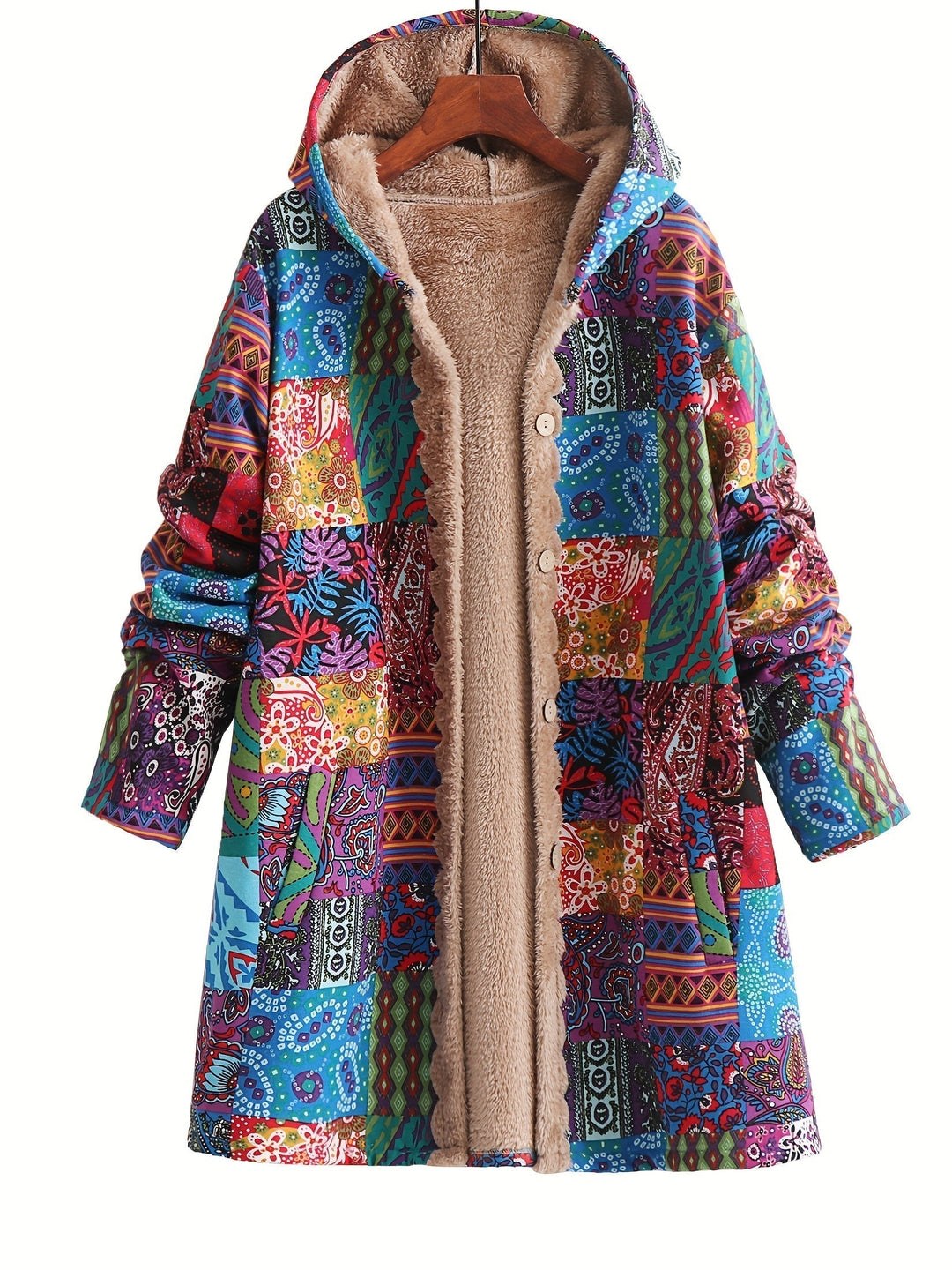 Rheighan | Cozy Bohemian Patchwork Hooded Jacket