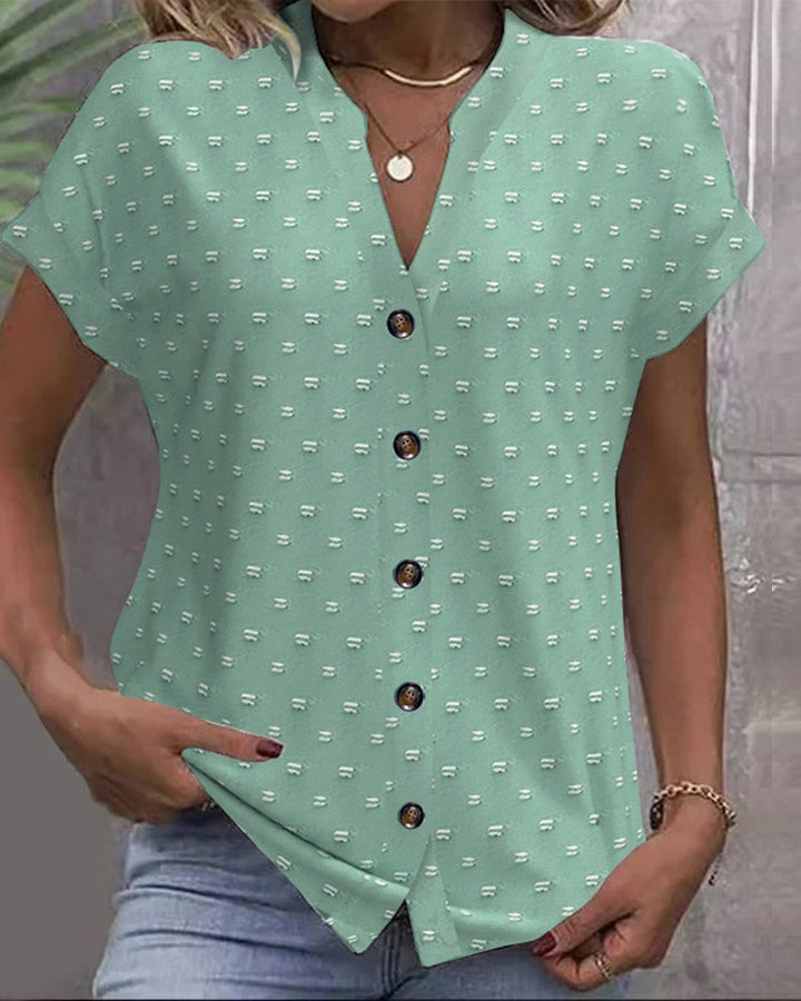 Jean | Button Down V-Neck Shirt