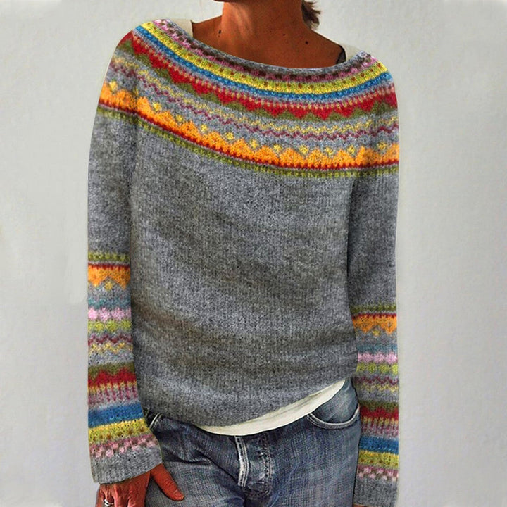 Silvia | Retro Striped Knit Sweater with Colorful Pattern