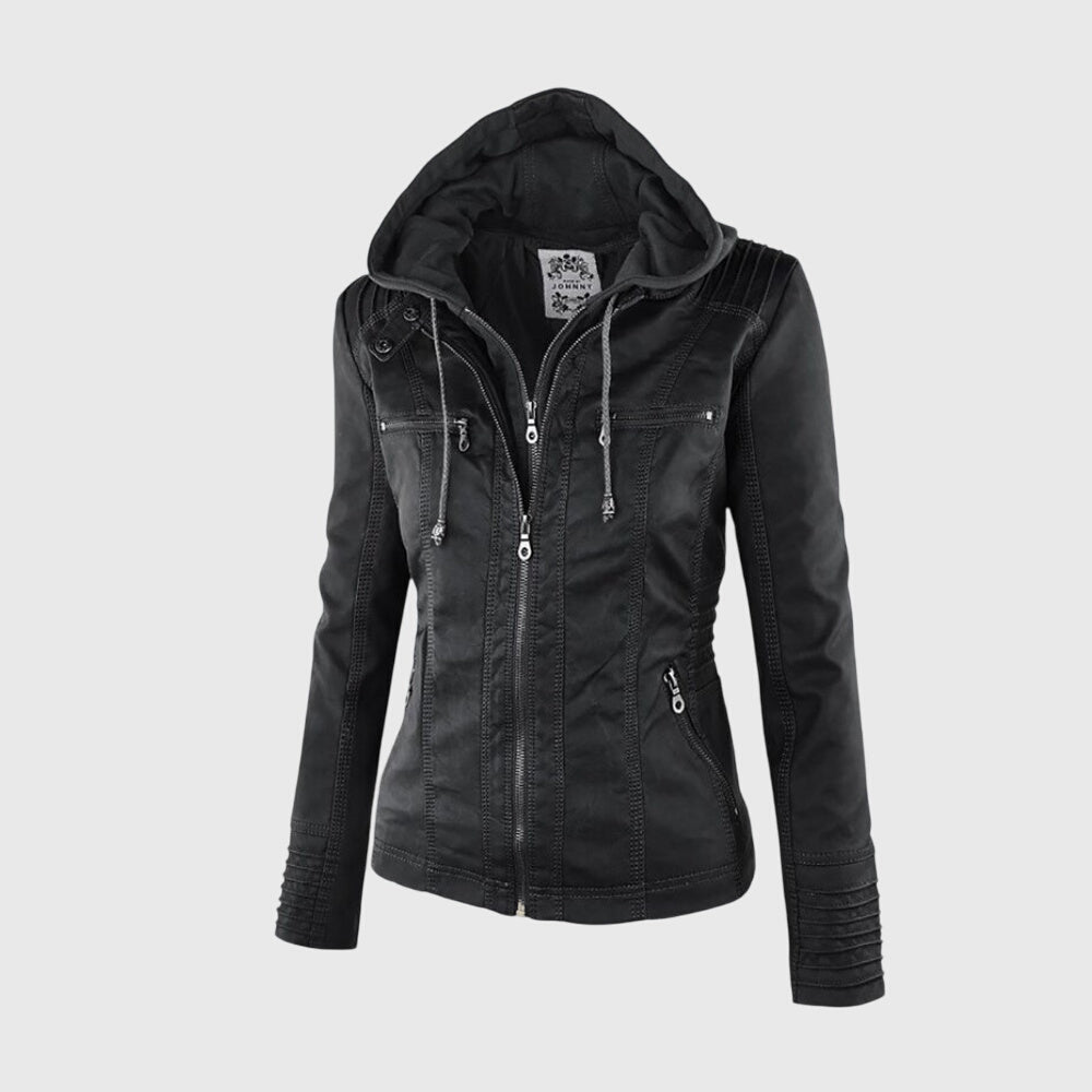 Karoline | Fitted Hooded Jacket with Zipper Details