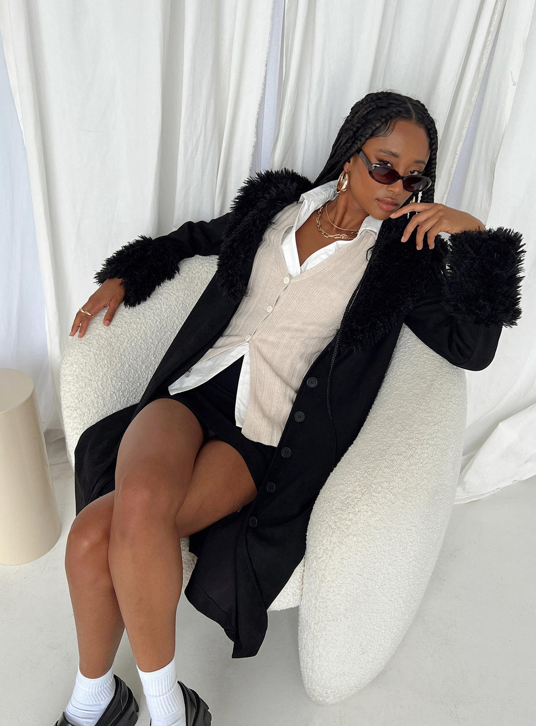 Pristine | Vintage-Inspired Fur Trimmed Long Coat