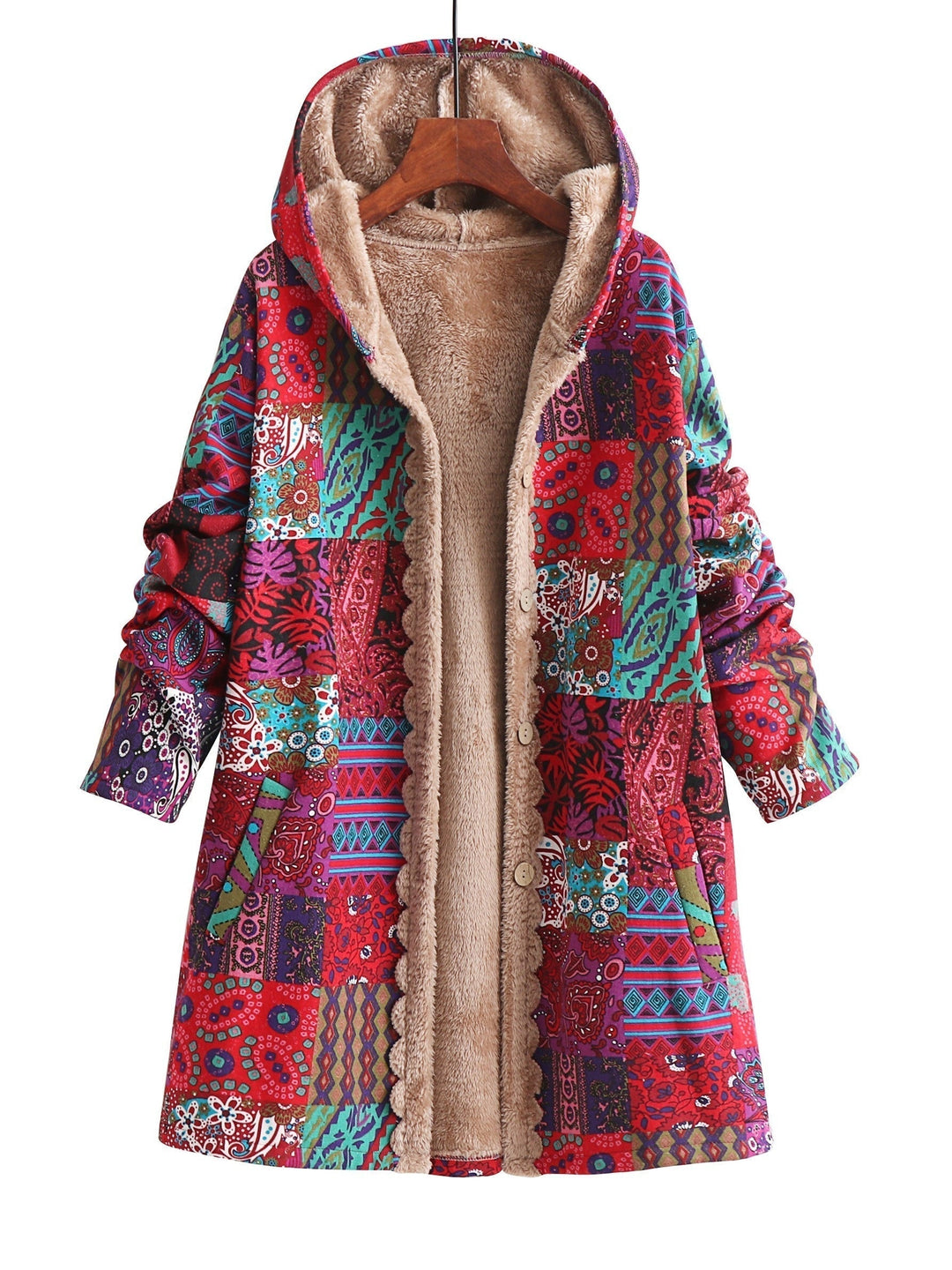 Rheighan | Cozy Bohemian Patchwork Hooded Jacket