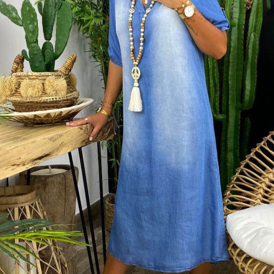 Elise | V-Neck Denim Dress