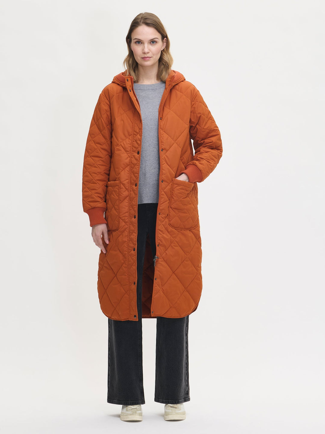 Solana | Elegant Longline Quilted Hooded Coat