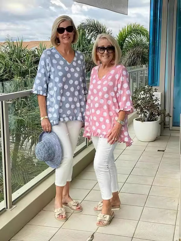 Bianca | Polka Dot V-Neck Blouse
