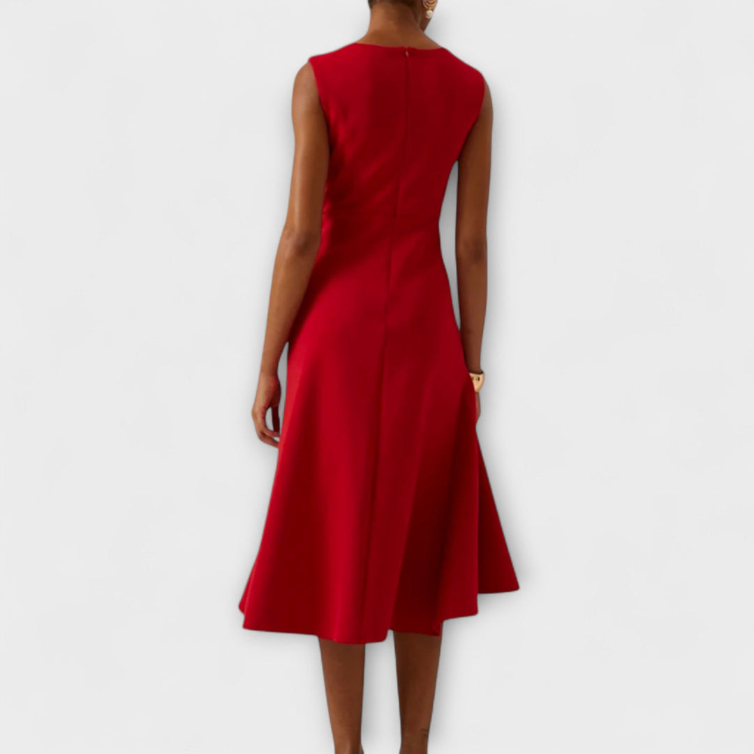 Katharine | Asymmetric Drape Midi Dress