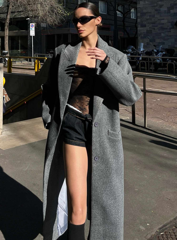 Irene | Elegant Longline Coat with Tailored Lapels