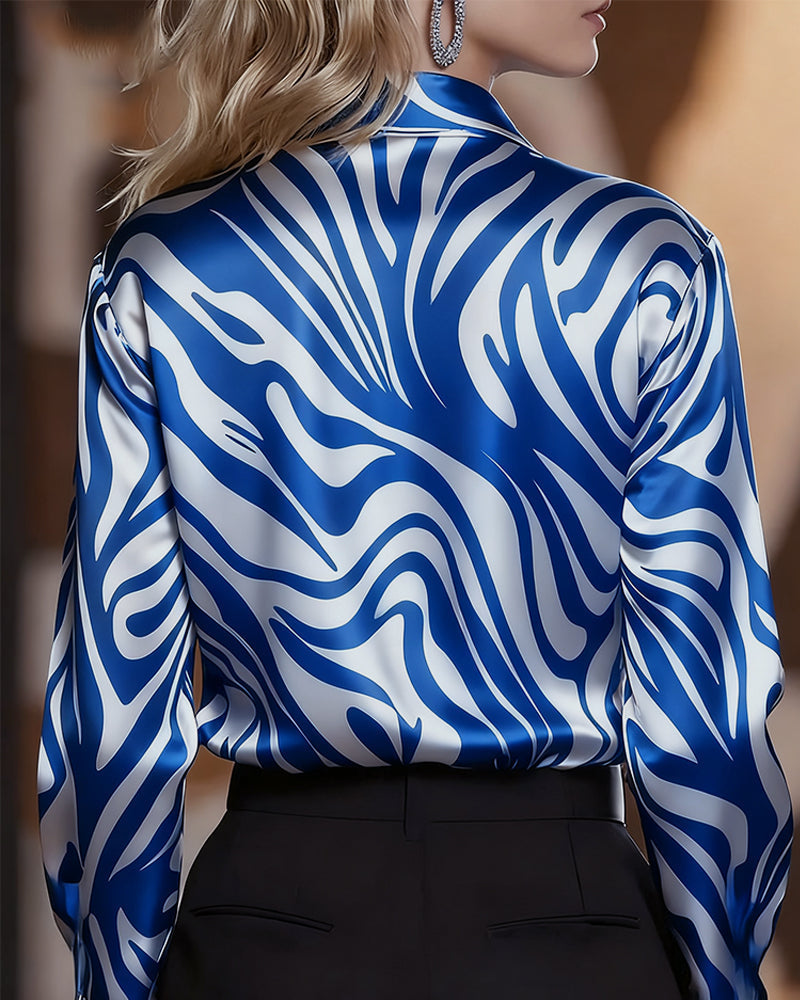 Carenza | Elegant Abstract-Print Glossy Shirt