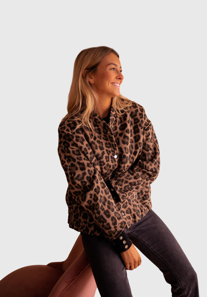 Cyra | Leopard Print Casual Jacket with Pockets