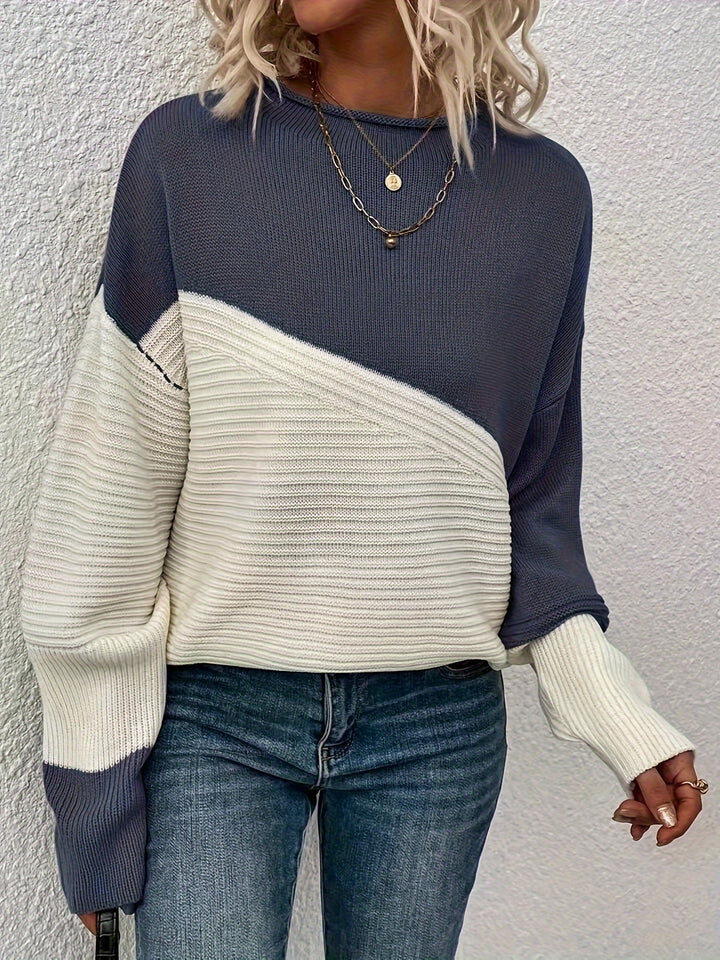 Zelda | Chic Drop Shoulder Color Block Sweater