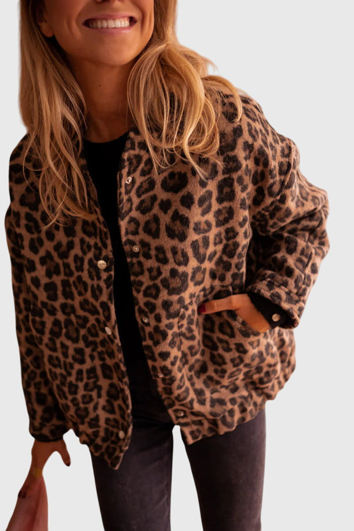 Cyra | Leopard Print Casual Jacket with Pockets