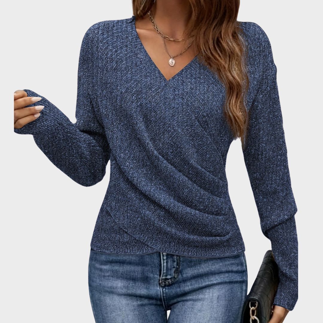 Junia | Elegant V-Neck Cross Front Sweater