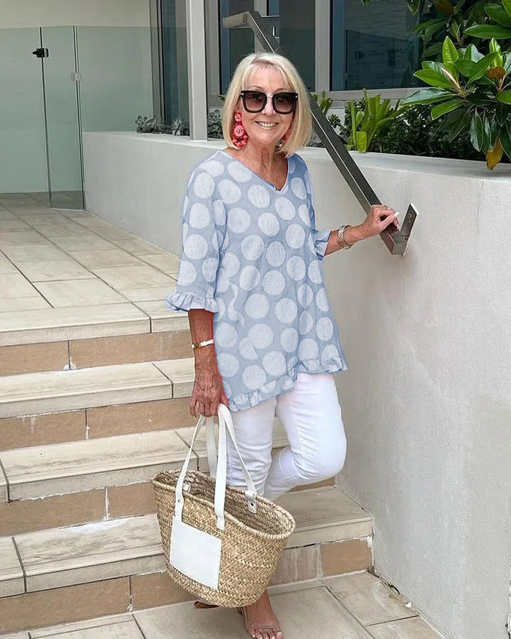 Bianca | Polka Dot V-Neck Blouse