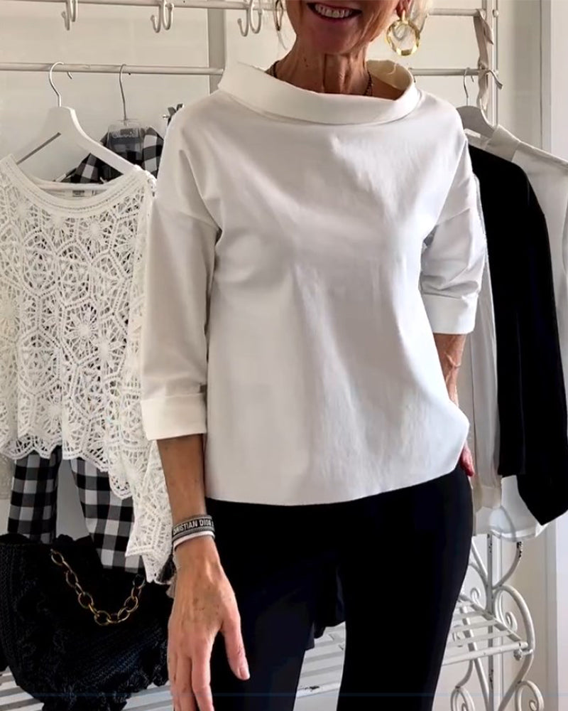 Tahlia | Elegant Casual High Collar Long Sleeve Top