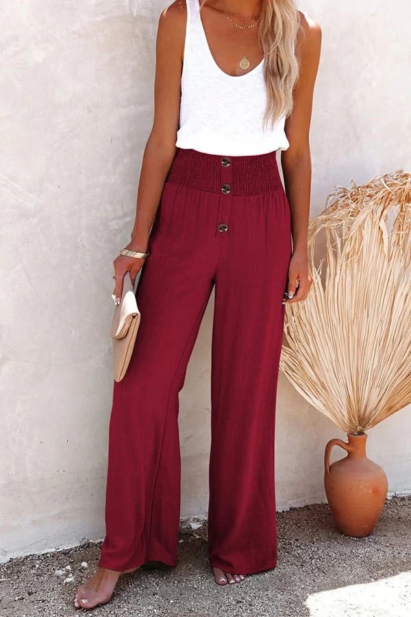 Lyka | Smocked High-Waist Pants