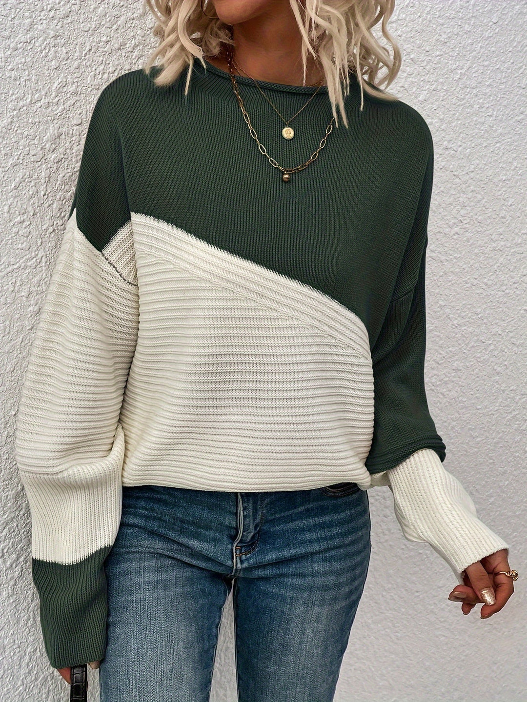 Zelda | Chic Drop Shoulder Color Block Sweater