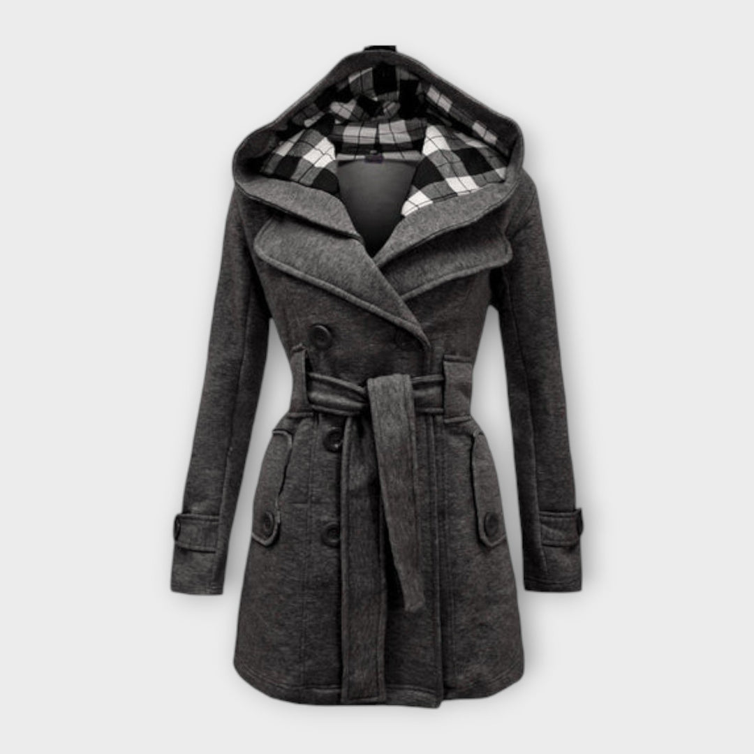 Evelyn | Elegant Double-Breasted Hooded Winter Coat