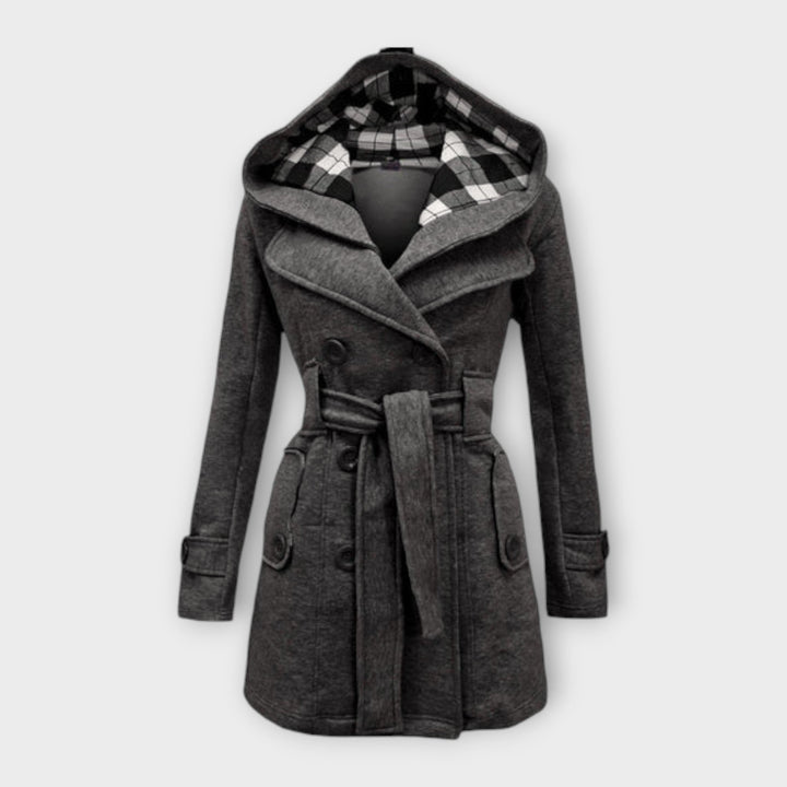 Evelyn | Elegant Double-Breasted Hooded Winter Coat