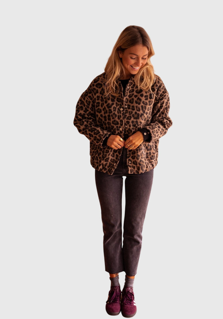Cyra | Leopard Print Casual Jacket with Pockets