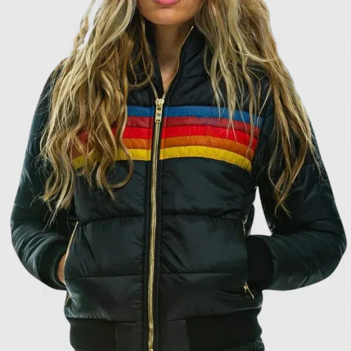 Ondine | Retro Color Block Puffer Jacket with Hood