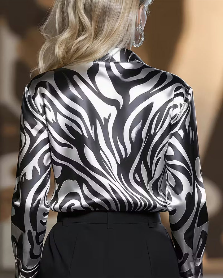 Carenza | Elegant Abstract-Print Glossy Shirt