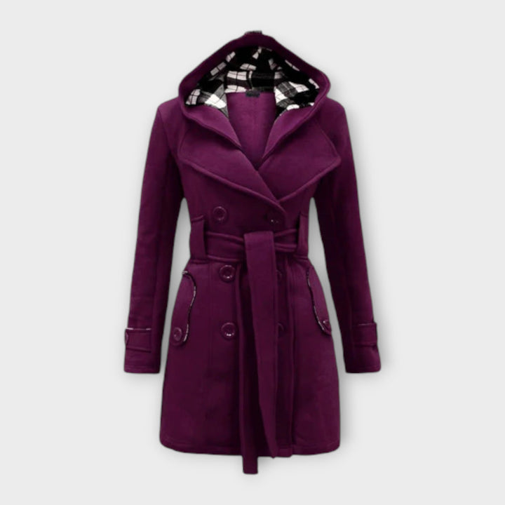 Evelyn | Elegant Double-Breasted Hooded Winter Coat