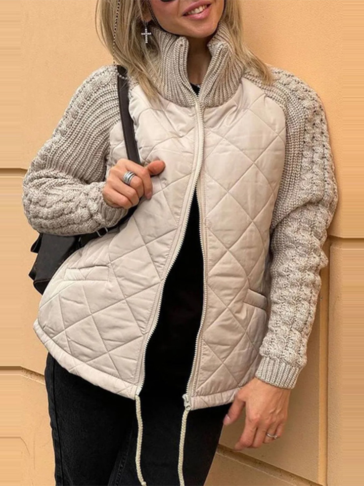Nataly | Casual patchwork jacket with zipper