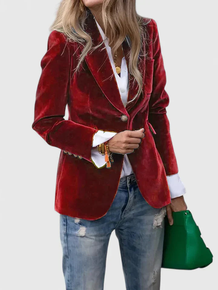 Lileth | Elegant Velvet-Texture Single-Button Blazer
