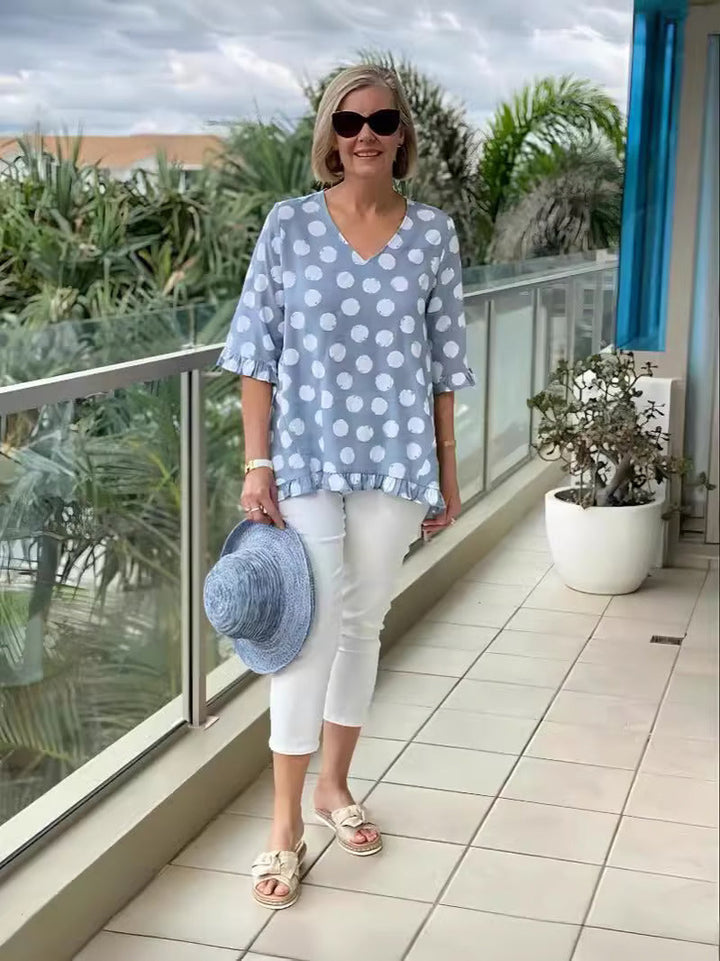 Bianca | Polka Dot V-Neck Blouse