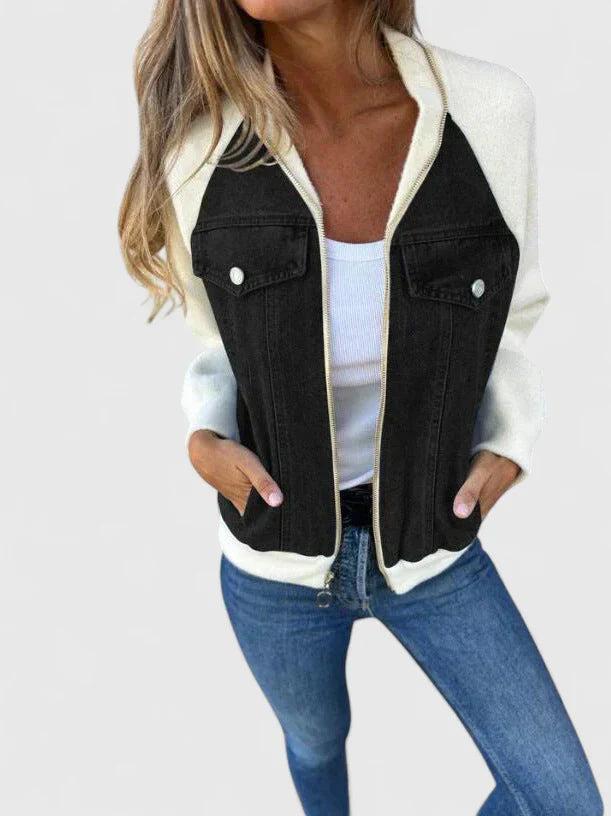 Zoeylynn | Casual Denim Patchwork Zip-Up Jacket