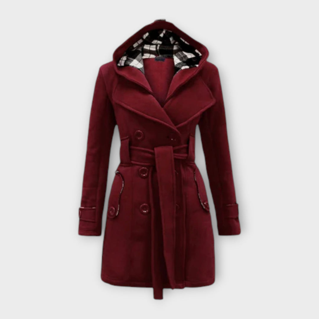 Evelyn | Elegant Double-Breasted Hooded Winter Coat