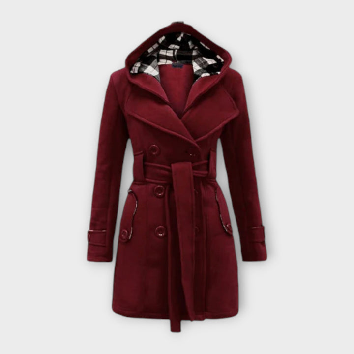 Evelyn | Elegant Double-Breasted Hooded Winter Coat