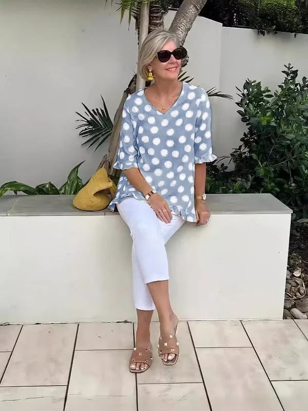 Bianca | Polka Dot V-Neck Blouse