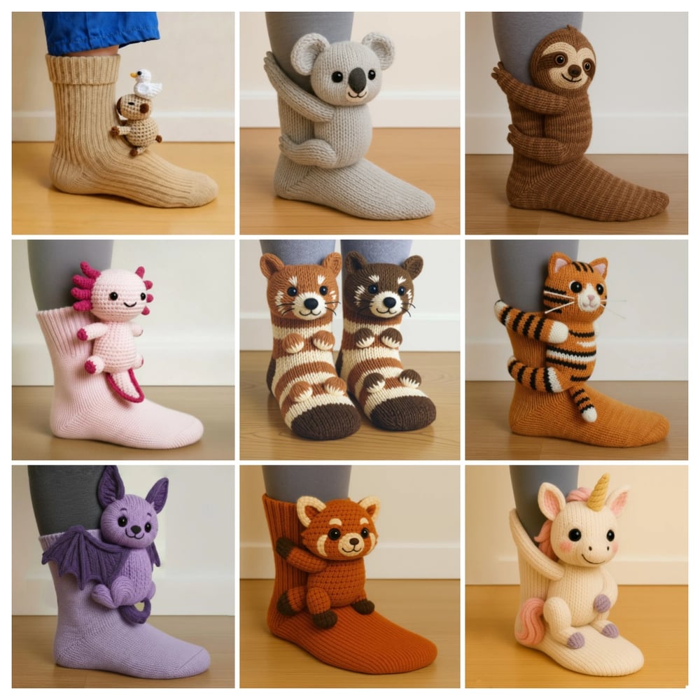 Aristea | Playful Animal-Knit Cozy Socks