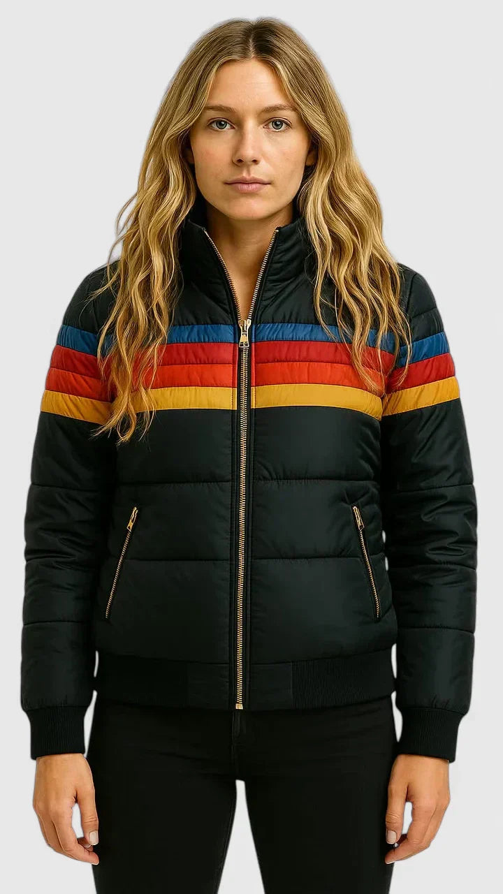 Ondine | Retro Color Block Puffer Jacket with Hood