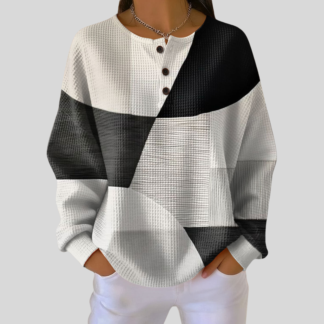 Ella | Cozy Geometric Textured Knit Sweater