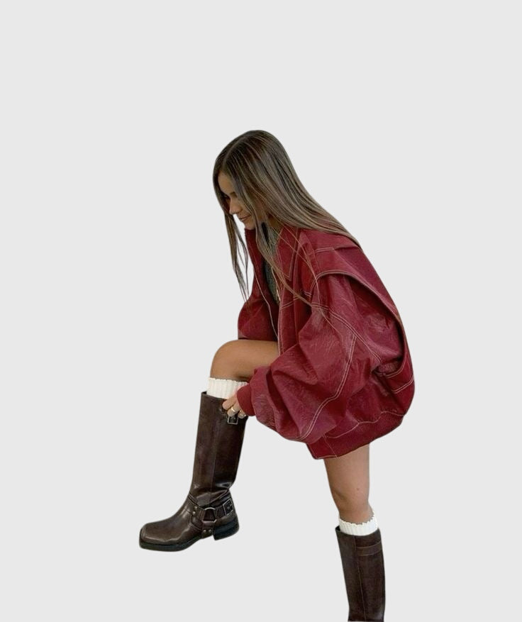 Faye | Casual Oversized Leather-Style Jacket