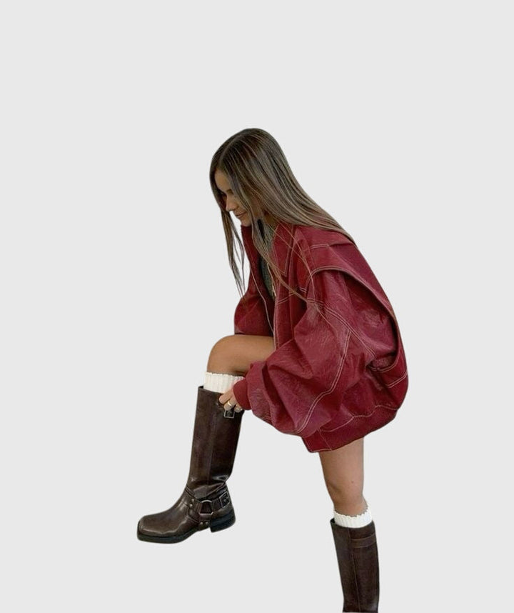 Faye | Casual Oversized Leather-Style Jacket