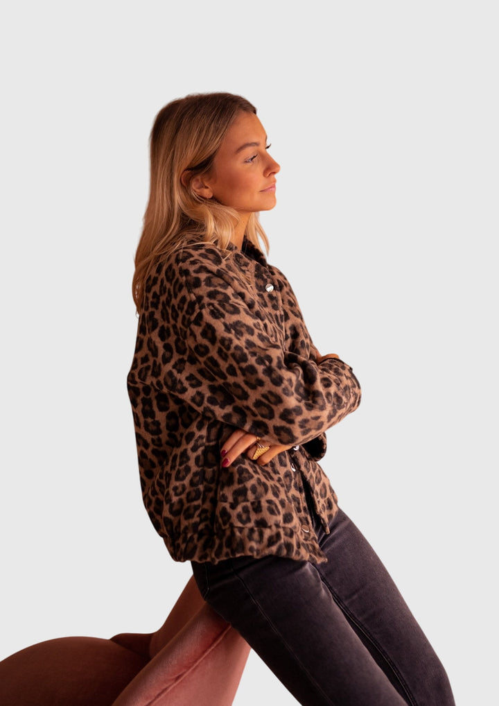 Cyra | Leopard Print Casual Jacket with Pockets