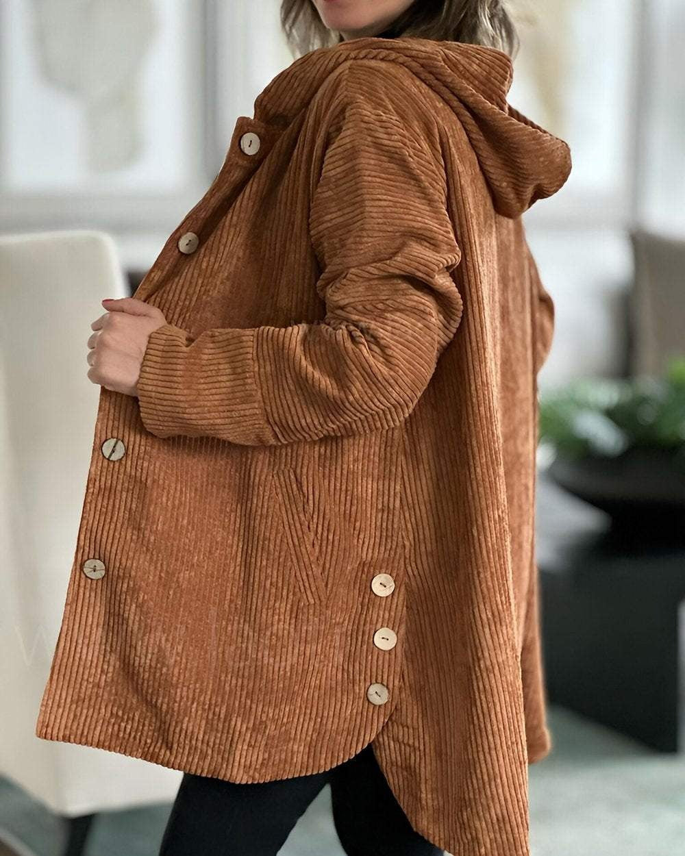 Valea | Cozy Corduroy Hooded Button Jacket