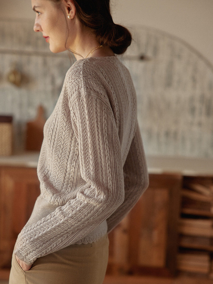Milena | Lightweight V-Neck Cardigan with Textured Knit Pattern